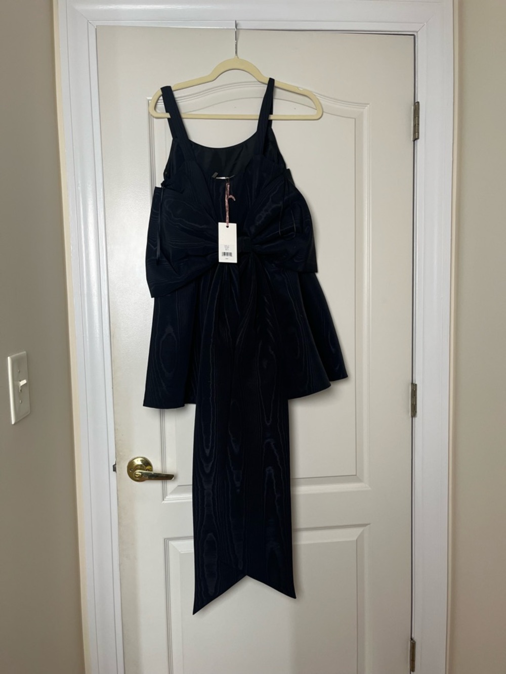 NWT LoveShackFancy Spin Black Bow-Back Mini Dress - Picture 3 of 5